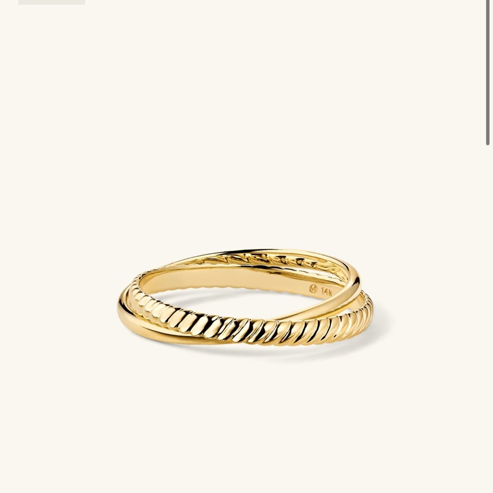 Mejuri 14k solid gold duo ring, size 7